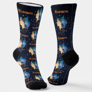 Calcetines Constelación de Géminis Zodiaco Acuarela Estrella 