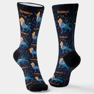 Calcetines Constelación de Leo Zodiaco Acuarela Estrellas Gal