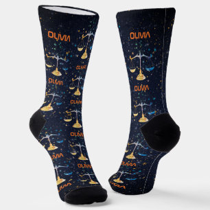 Calcetines Constelación de Libra Zodiaco Acuarela Estrellas G