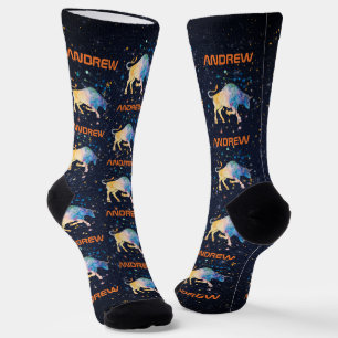 Calcetines Constelación de Tauro Zodiaco Acuarela Estrellas G