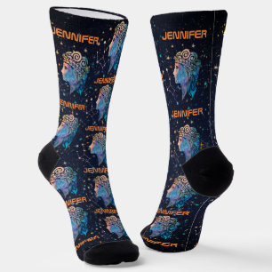 Calcetines Constelación de Virgo Zodiaco Acuarela Estrellas G