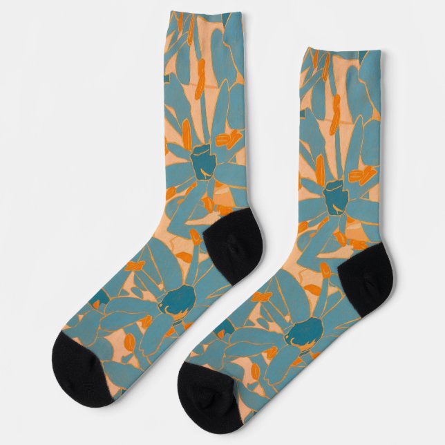 Calcetines Contemporary Leaf Design in Peach (Izquierda)