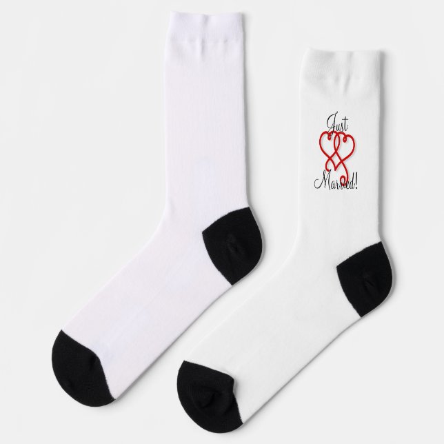 Calcetines Cool Acaba de Casarse Dos Corazones Rojos Giratori (Izquierda)
