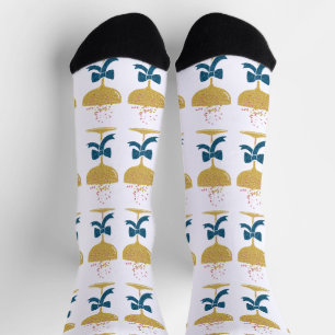 Calcetines Copa de champán con brillo elegante y lazo azul br