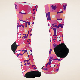 Calcetines Copa de vino rosa retro Bauhaus patrón