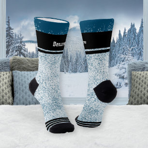 Calcetines Copia de Copos de Nieve Azules Deportivos de Navid