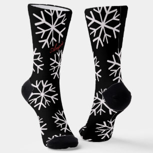 Calcetines Copia de Nieve de Navidad en Blanco y Negro