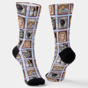 Calcetines Copos de nieve 5 Personalizado Collage de fotos fa