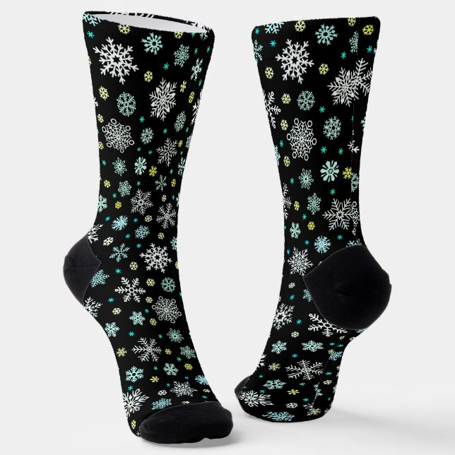 Calcetines Copos de nieve Elegante Moda moderna negra (Angular)
