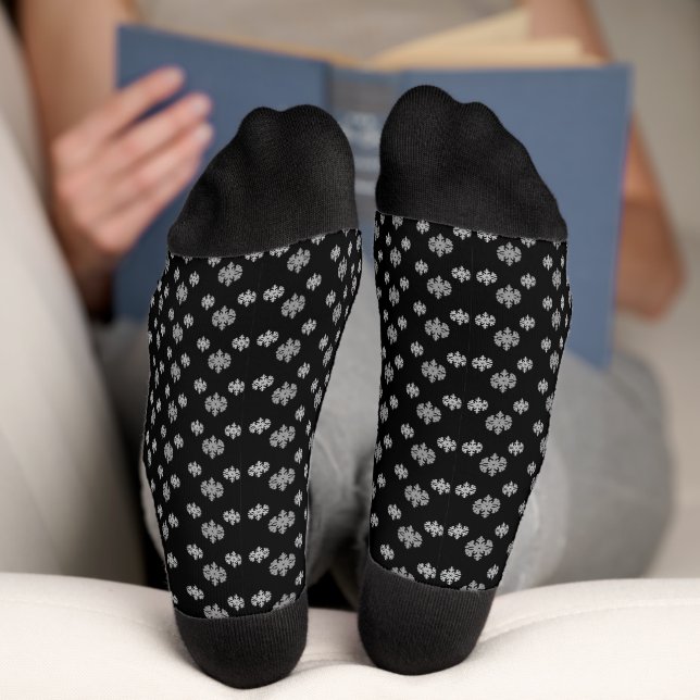 Calcetines Copos de nieve grises negros (Abajo)