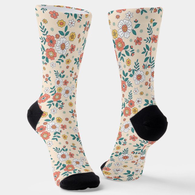 Calcetines Coral Flower Garden Pattern (Angular)