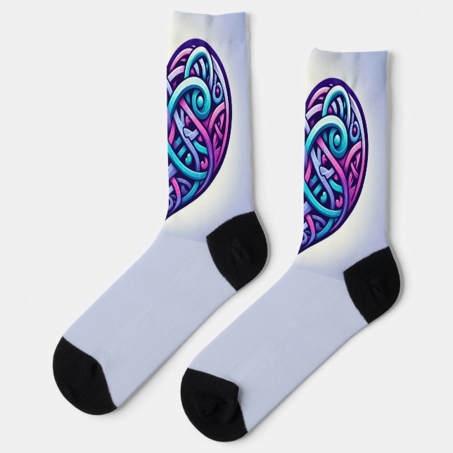 Calcetines Corazón celta con azul claro (Izquierda)