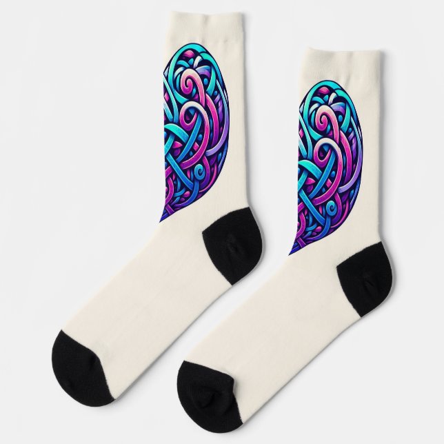 Calcetines Corazón celta con fondo crema (Izquierda)