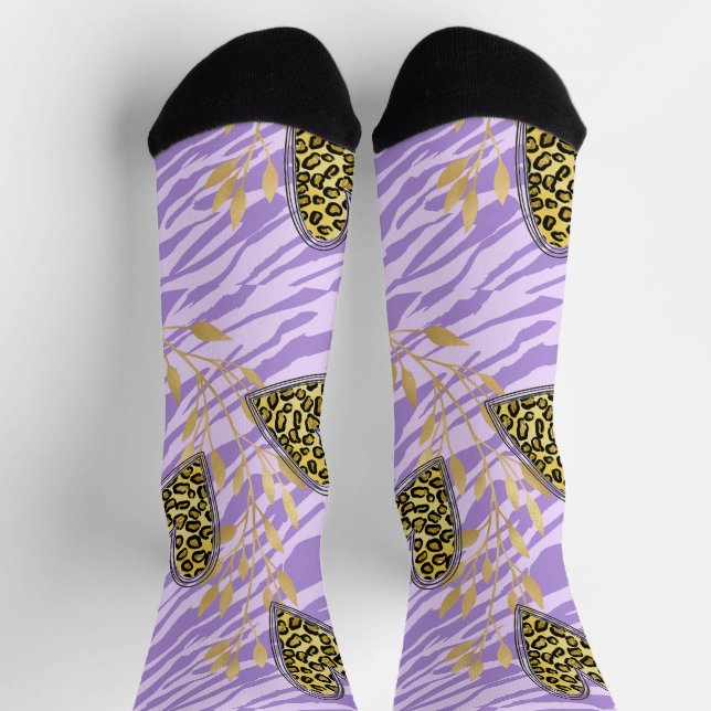 Calcetines corazón, con leopardo (Arriba)