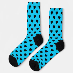 Calcetines Corazón De Amor Negro Sobre Fondo Azul