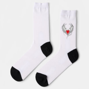 Calcetines Corazón de Ángel Rojo con alas