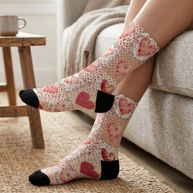 Calcetines Corazón de Parche de San Valentín (Subido por el creador)