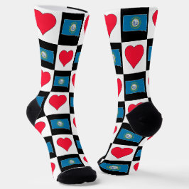 Calcetines Corazón del mapa de la bandera del estado del Mont
