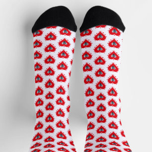 Calcetines Corazón Rojo Personalizado de la Foto de un gato l