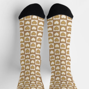 Calcetines Corazones a cuadros en crema rubia