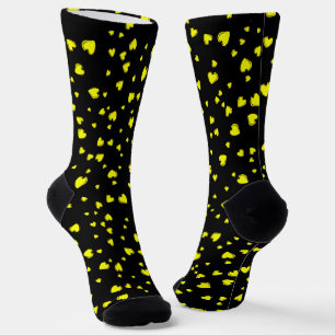 Calcetines Corazones amarillos en negro