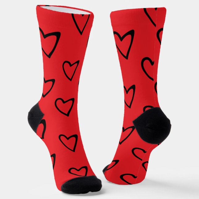 Calcetines Corazones de San Valentín Rojo Negro (Angular)