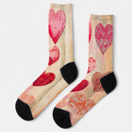 Calcetines Corazones de San Valentín y encaje sobre fondo tex