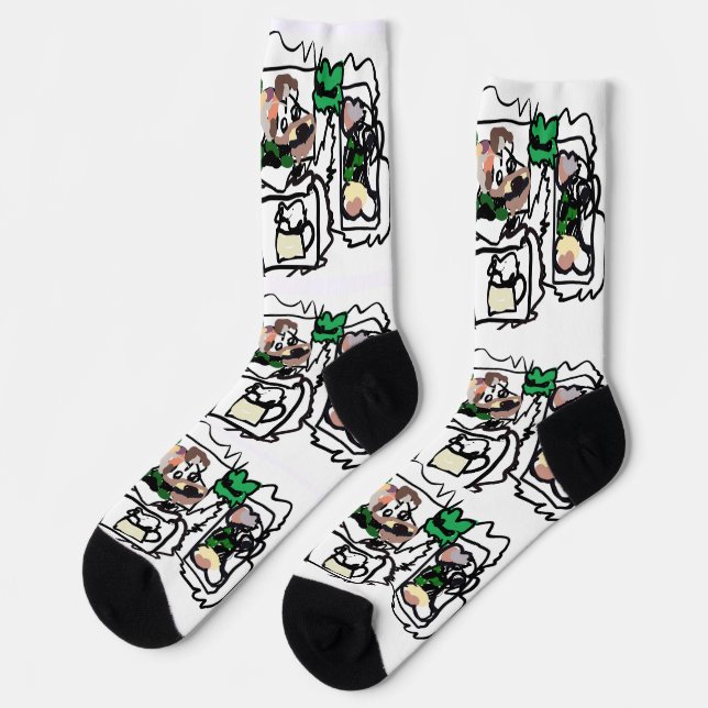 Calcetines corazones de terrier escocés y verde  (Izquierda)