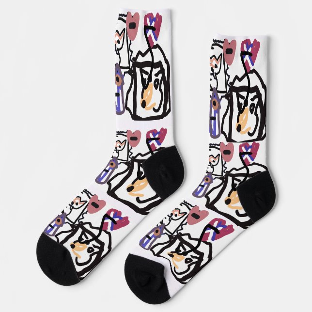 Calcetines corazones de Welsh Corgi (Izquierda)