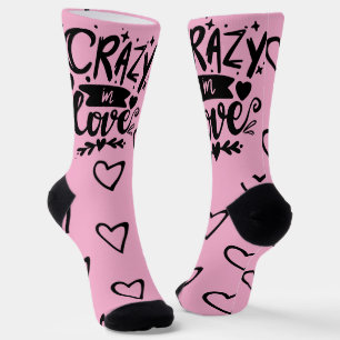 Calcetines Corazones del Día de San Valentín Cita Rosa Negro