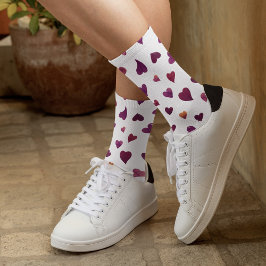Calcetines corazones el día de San Valentín - burdeos
