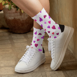 Calcetines corazones el día de San Valentín - púrpura y viva