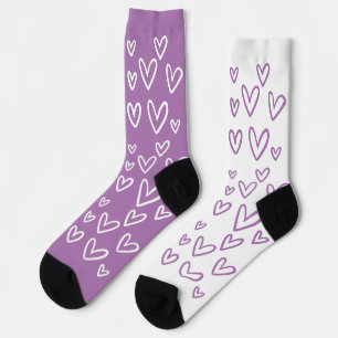 CALCETINES CORAZONES FUNKY PURPURA Y BLANCO DÍA DE LA MADRE