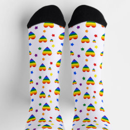 Calcetines Corazones LGBT arcoiris y patrón de flores colorid