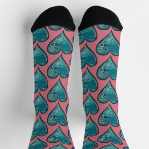 Calcetines Corazones Material gráfico azul y corazón rosa