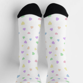 Calcetines Corazones Pastel en Unisex Blanco