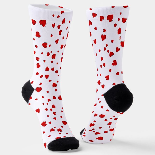 Calcetines Corazones rojos en blanco (Angular)