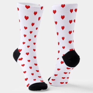 Calcetines Corazones rojos en blanco