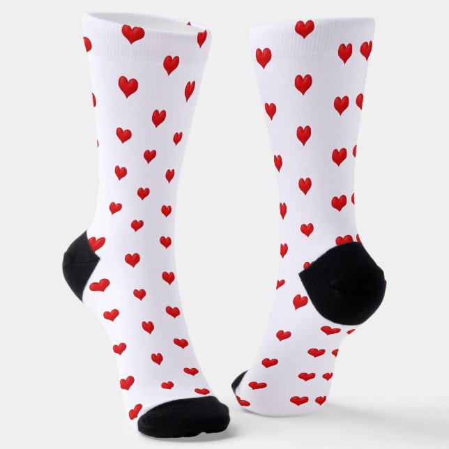 Calcetines Corazones rojos en blanco (Angular)