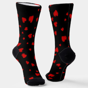 Calcetines Corazones rojos en negro
