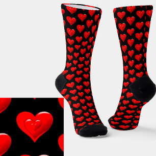 Calcetines Corazones rojos en negro