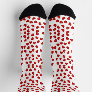 Calcetines Corazones rojos lindos de amor patrón colorido sob