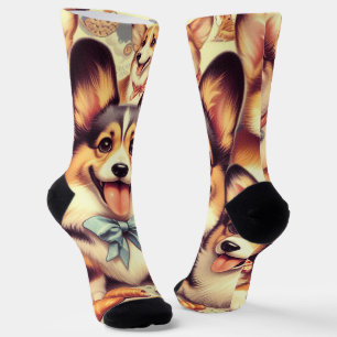 Calcetines Corgi Cardigan Gales Vintage Seamless