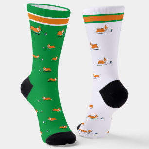 Calcetines Corgi Life   Socks femeninos   Rojo   Verde