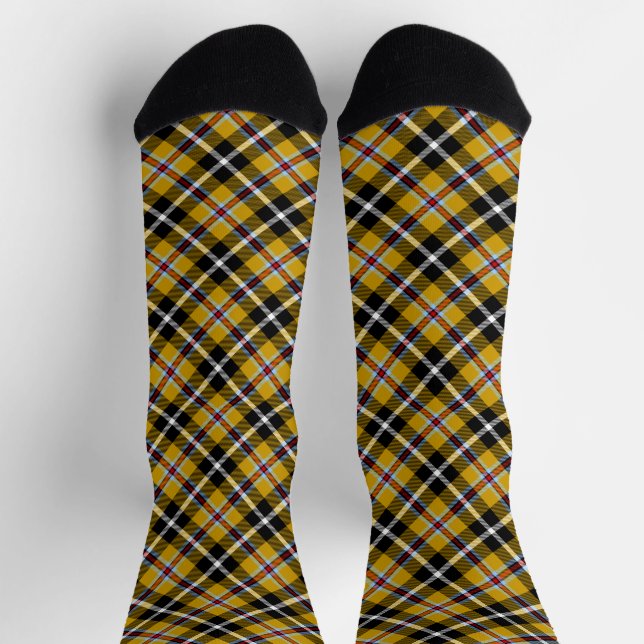 Calcetines Cornish National Tartan Yellow and Black Planteado (Arriba)