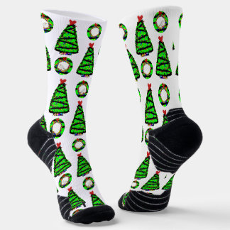 Calcetines Corona de Navidad de gaviota punk y árbol de Navid