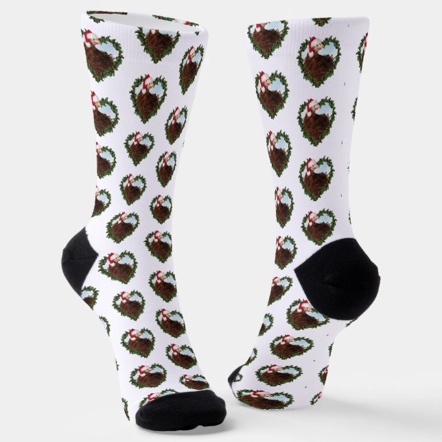Calcetines Corona de pollo Frizzle Chicken Navidad (Angular)
