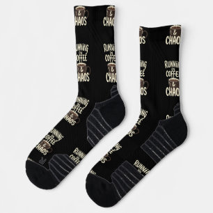 Calcetines Corriendo con Café y Caos Arte Divertido de Estilo