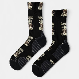 Calcetines Corriendo con Café y Caos Arte Divertido de Estilo