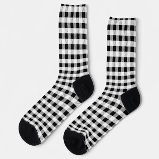 Calcetines Cottagecore Motivo de Gingham Negro Blanco